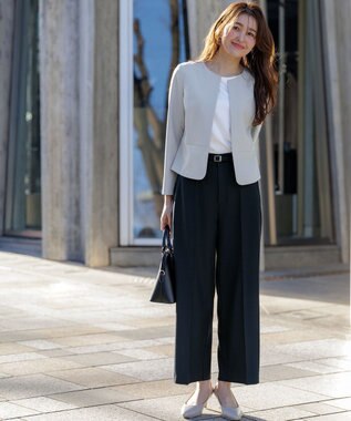 ANY SIS 【UVカット・接触冷感・吸水速乾】スマートビューティストレッチ ペプラムショート ジャケット ブルーグレー