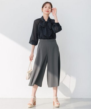 組曲 【洗える】ライトツイルストレッチ パンツ グレー系