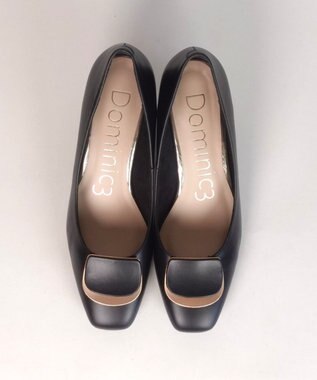 Dominic3 スクエアモチーフ レザーパンプス ブラック
