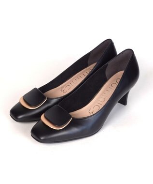 Dominic3 スクエアモチーフ レザーパンプス ブラック