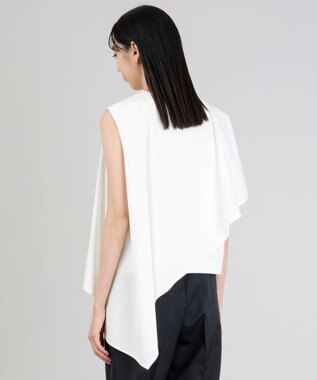 23区 【エステータ】トリアセファインジャージー ラッフルデザイン カットソー ホワイト系