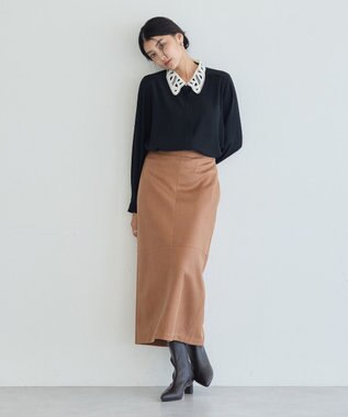 YECCA VECCA レザーライクナロースカート Camel