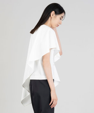 23区 【エステータ】トリアセファインジャージー ラッフルデザイン カットソー ホワイト系