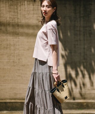 23区 S 【SLOW/一部店舗限定】ブライトリネン  ティアード スカート ライトグレー系