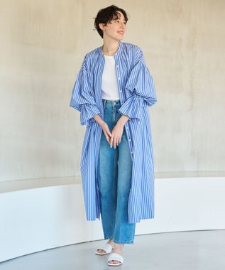 #Newans キャンディスリーブシャツワンピース ブルーストライプ