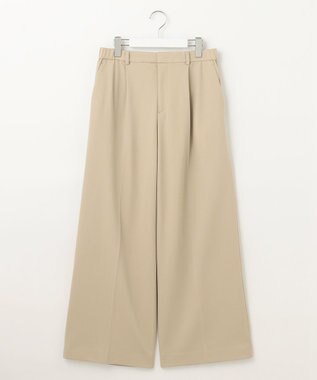 自由区 【洗える】ライトフィールジャージータックワイド パンツ ベージュ