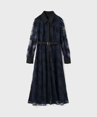 GRACE CONTINENTAL チュールコードレースワンピース ネイビー