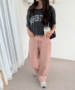 WEGO ハートポケットストレートデニムパンツ ピンク