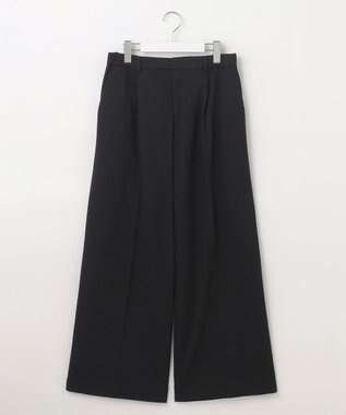 自由区 【洗える】ライトフィールジャージータックワイド パンツ ブラック