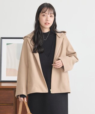 earth music&ecology ２Ｗａｙフードショートコート Beige