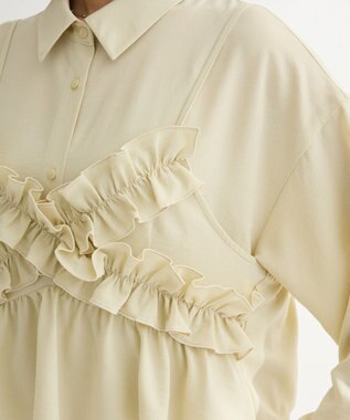 Green Parks ＳＥＴ２点フリルビスチェ＋シャツワンピース Light Khaki