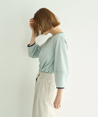 YECCA VECCA 配色パイピングブラウス Mint