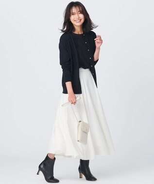 23区 【大好評素材/洗える】コットンベアジャージー ロング Tシャツ ブラック系