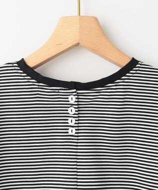 組曲 GIZAコットンタックスリーブ Tシャツ モノトーンストライプ系1
