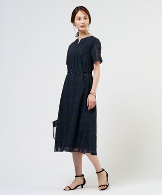 J.PRESS LADIES S シャドーチェック ワンピース ネイビーチェック系
