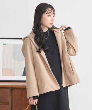 earth music&ecology ２Ｗａｙフードショートコート Beige