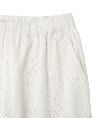 earth music&ecology 【セットアップ対応】【WEB・一部店舗限定】パッチワークレースパンツ Off White
