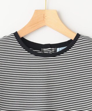 組曲 GIZAコットンタックスリーブ Tシャツ モノトーンストライプ系1