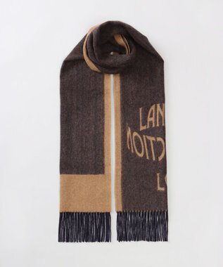 AURORA 【 LANVIN COLLECTION（ランバン コレクション） 】カシミヤ100%ジャカードマフラー(WASH) キャメル