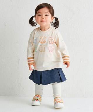 MIKI HOUSE HOT BISCUITS 【80-120cm】パステルビーンズ 長袖Tシャツ アイボリー