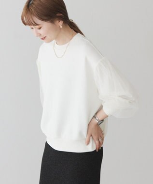 AMERICAN HOLIC 袖チュール重ねプルオーバー Off White