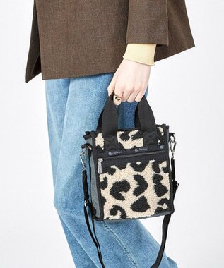 LeSportsac DENIM MINI N/S TOTE/ブラックデニム/レオパードシェルパ ブラックデニム/レオパードシェルパ