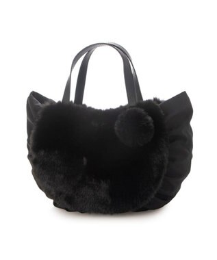 UNBILLION カシュカシュ cachecache / ポンポン付きエコファーラウンド型トートバッグ ブラック