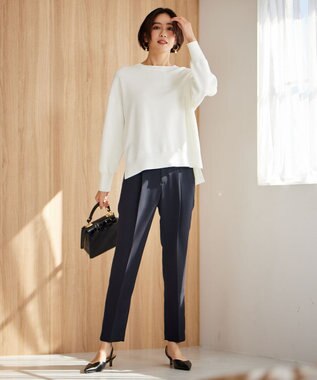 自由区 【セットアップ対応・洗える】トリアセダブルクロステーパード パンツ ネイビー系