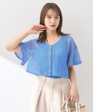 earth music&ecology ＳＥＴ２点レースカーディガン＋レイヤードインナー Blue