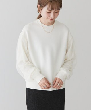 AMERICAN HOLIC 袖チュール重ねプルオーバー Off White