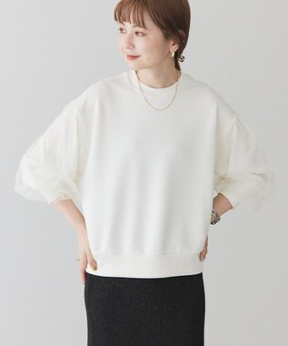 AMERICAN HOLIC 袖チュール重ねプルオーバー Off White