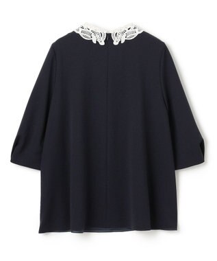UNFILO L 【2WAY】BEAUTY MOVE レース襟ブラウス ネイビー