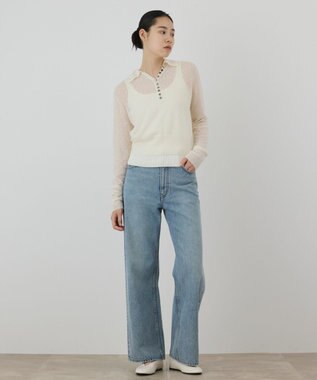 GRACE CONTINENTAL ワイドデニムパンツ ブルー