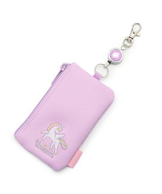 Mother garden マザーガーデン ユニコーン キー＆パスケース ICカード入れ リール付き 紫
