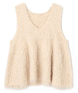 UNFILO 【野呂佳代さん着用】アルパカシャギー ペプラムジレ ベージュ