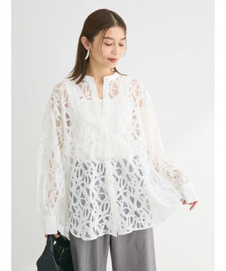 Green Parks ・ＥＬＥＮＣＡＲＥ　ＤＵＥ　レースバンドカラーブラウス Off White