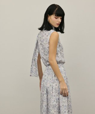 GRACE CONTINENTAL シアーフラワープリントジャガードブラウス グレー