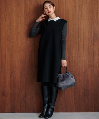 組曲 ファーバケットコンビ バッグ チャコールグレー系