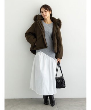 Te chichi 【宮本茉由着用】フードショートダウンジャケット カーキ