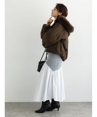 Te chichi 【宮本茉由着用】フードショートダウンジャケット カーキ