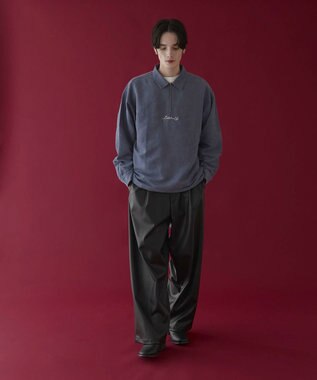 WEGO フェイクスウェードハーフZIPシャツ（LS） サックス