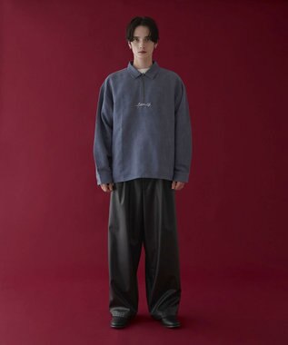 WEGO フェイクスウェードハーフZIPシャツ（LS） サックス