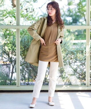 Tiaclasse 【洗える・スマート裏起毛】バックプリーツチュニックブラウス ベージュ