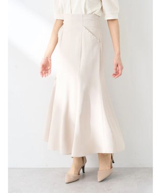 earth music&ecology パール付きマーメイドスカート Ecru