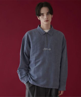 WEGO フェイクスウェードハーフZIPシャツ（LS） サックス