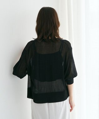 YECCA VECCA シアーニットVネックカーディガン Black