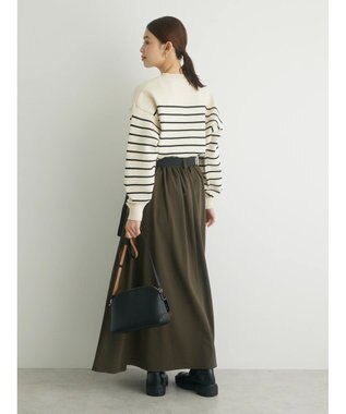 Green Parks ・ｎｏｖｅｍ９　ガチャベルト付フレアスカート Khaki