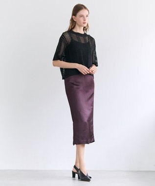 BEIGE， CASSITER / リネンブレンド サテンスカート Bordeaux