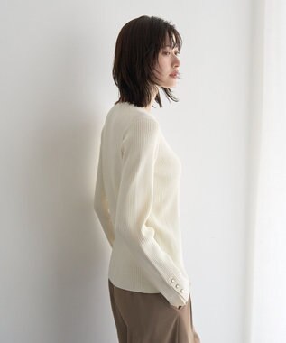 YECCA VECCA 袖釦クルーネックリブニット Light Blue