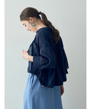 YECCA VECCA 【2点SET】シアーシャツ×Aラインキャミワンピース Navy